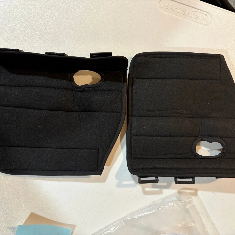 Pair of Black Adjustable Wrist Braces with Thumb Holes and Hook‎ & Loop Straps